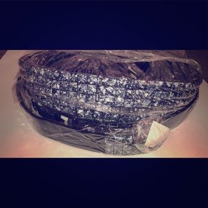 Black with White Splatter Studded Leather Belt